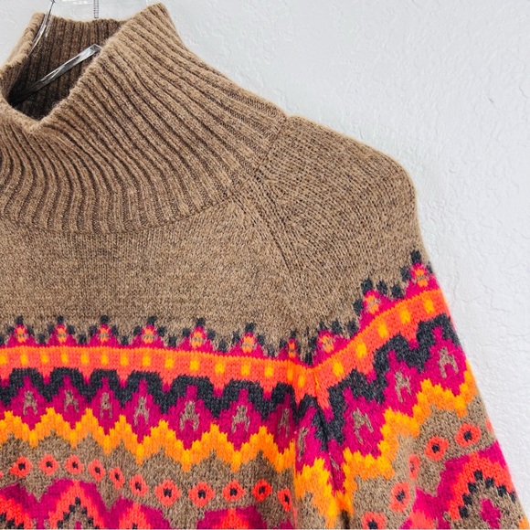 LOFT Lou & Grey Maple Heather Fairisle Wool Blend Turtleneck Pullover Sweater - Picture 14 of 15